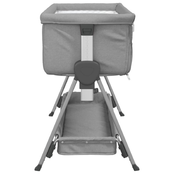 Cuna con colchón tela de lino gris claro M 5