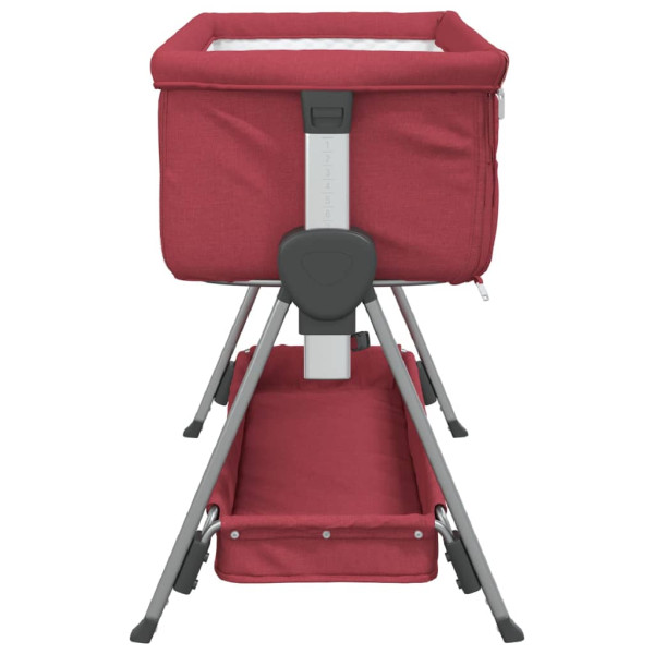 Cuna con colchón tela de lino rojo M 5