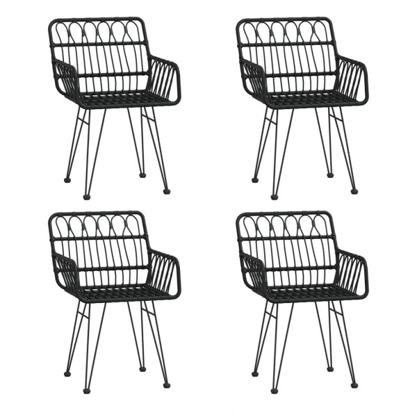 5 pcs conjunto de jantar p/ jardim vime PE preto M 4