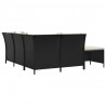 4 pcs conjunto lounge de jardim c/ almofadões vime PE preto 5