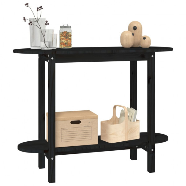 Mesa consola madera maciza de pino negro 110x40x80 cm M 4