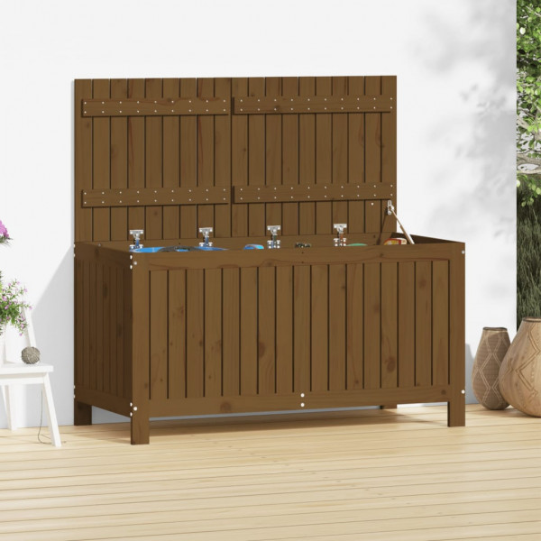 Caja de almacenaje jardín madera pino marrón miel 121x55x64 cm D