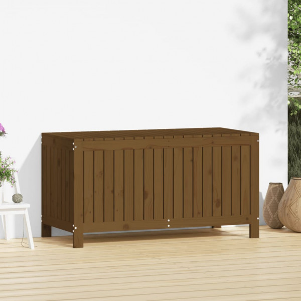 Caja de almacenaje jardín madera pino marrón miel 121x55x64 cm M 3