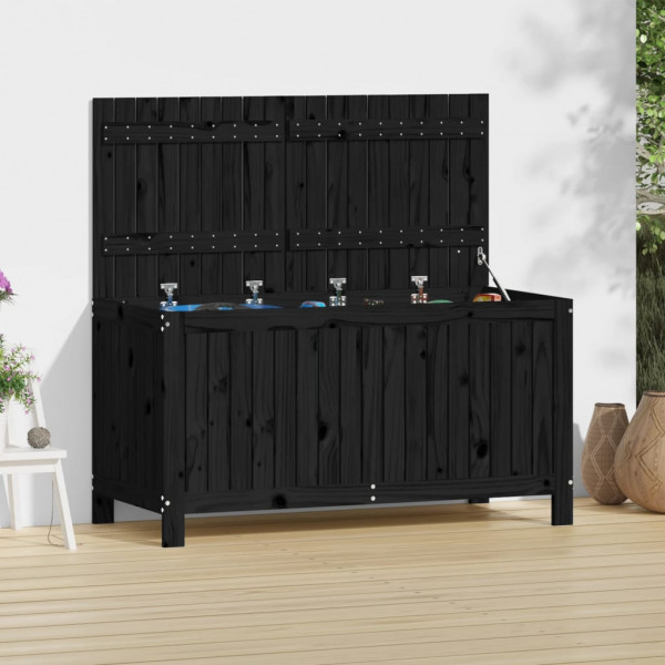 Caja de almacenaje jardín madera de pino negro 121x55x64 cm D