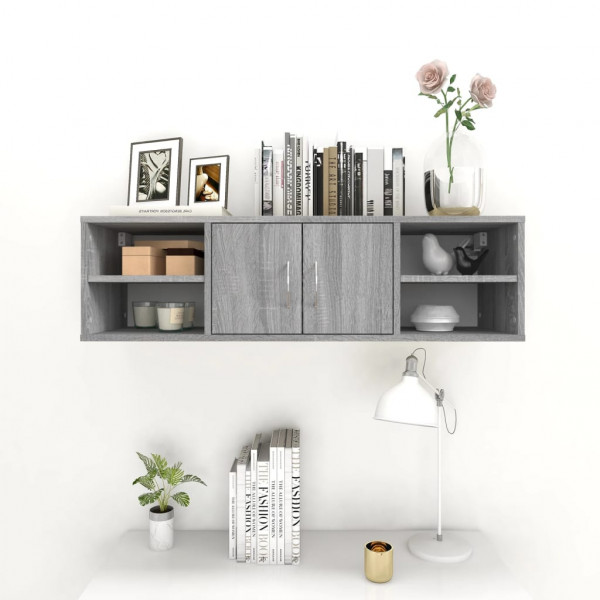 Estantería de pared madera contrachapada gris 102x30x29 cm M 3