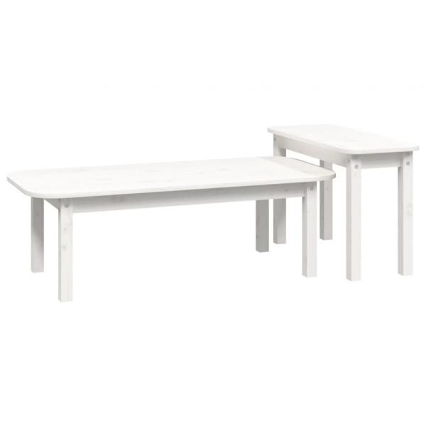 2 pcs conjunto de mesas de centro pinho maciço branco M 5