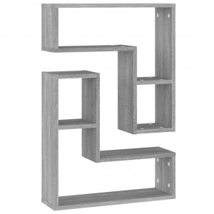 Estante pared 2 uds madera contrachapada gris Sonoma 50x15x50cm H