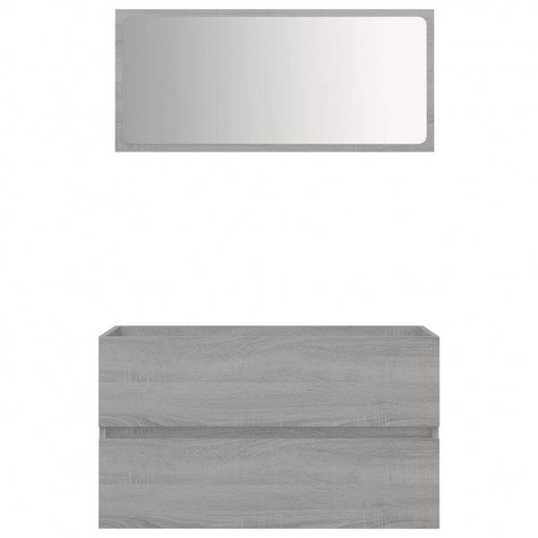 Set de muebles de baño 2 pzas madera contrachapada gris sonoma M 2