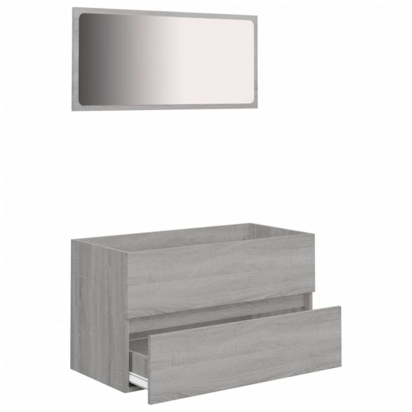 Set de muebles de baño 2 pzas madera contrachapada gris sonoma M 5