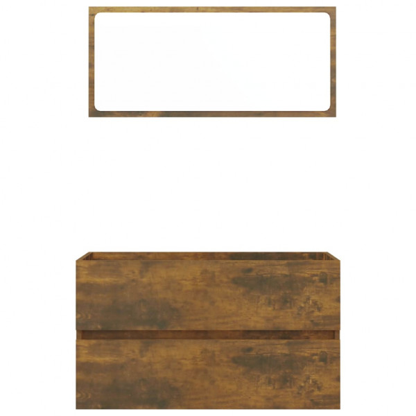 2 pcs conj. móveis casa de banho derivados madeira cor fumado M 5