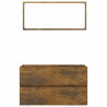2 pcs conj. móveis casa de banho derivados madeira cor fumado 5