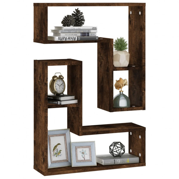 Estantes pared 2 uds madera contrachapada roble humo 50x15x50cm M 3