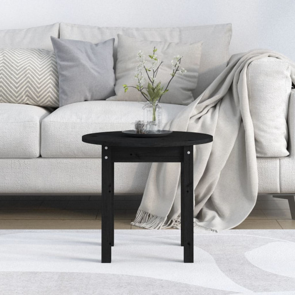 Mesa de centro Ø 45x40 cm madeira de pinho maciça preto M 3