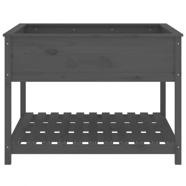 Jardinera con estante madera maciza pino gris 111.5x111.5x81 cm M 5