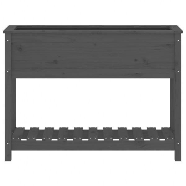 Jardinera con estante madera maciza pino gris 111.5x34.5x81 cm M 5