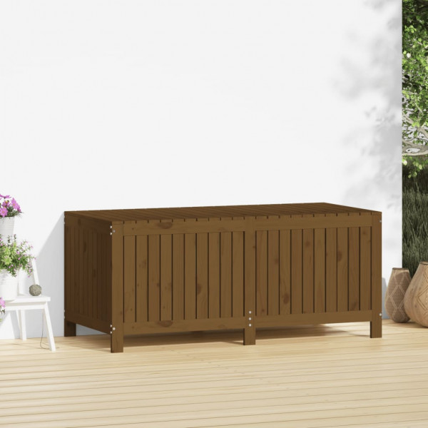 Caja de almacenaje jardín madera pino marrón miel 147x68x64 cm M 3
