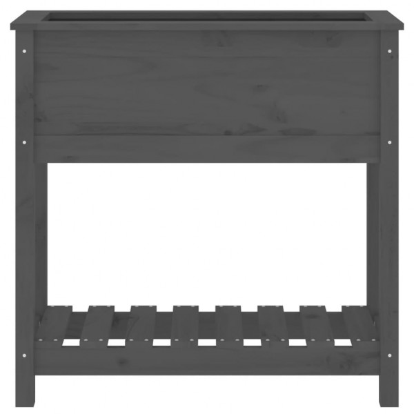 Jardinera con estante madera maciza pino gris 82.5x34.5x81 cm M 5