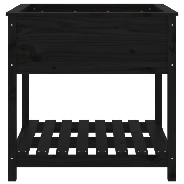 Jardinera con estante madera maciza pino negro 82.5x82.5x81 cm M 5