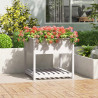 Jardinera con estante madera maciza pino blanca 82.5x82.5x81 cm 1