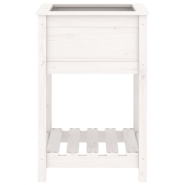 Jardinera con estante madera maciza de pino blanco 54x54x81 cm M 5