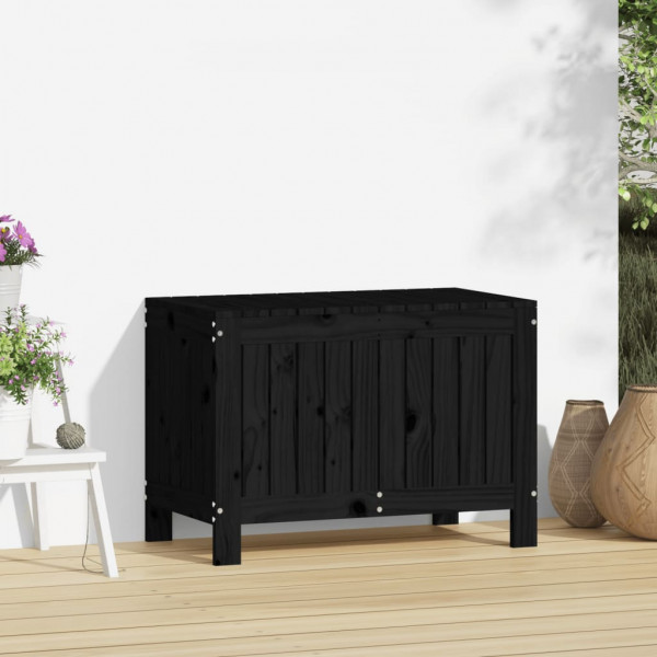 Caixa de arrumação jardim 76x42.5x54 cm pinho maciço preto M 3
