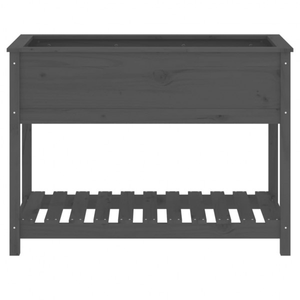 Jardinera con estante madera maciza de pino gris 111.5x54x81 cm M 5