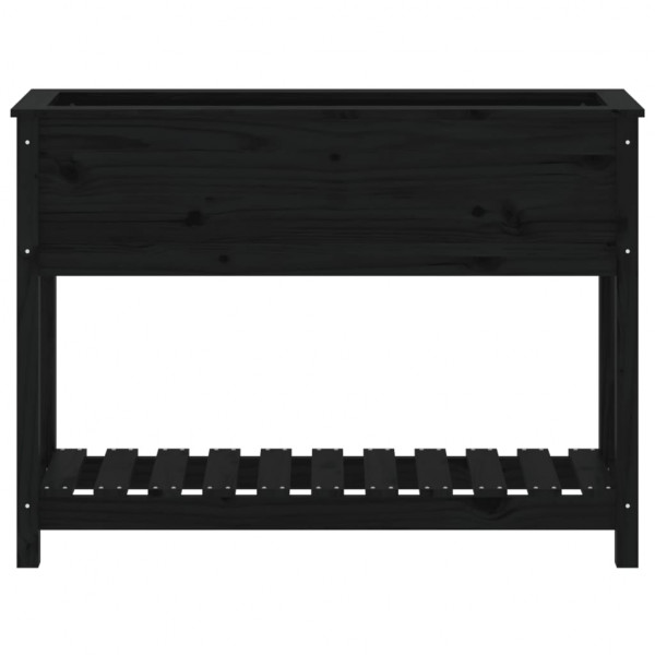 Jardinera con estante madera maciza pino negro 111.5x34.5x81 cm M 5