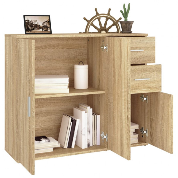 Aparador de madera contrachapada roble Sonoma 91x29.5x75 cm M 2