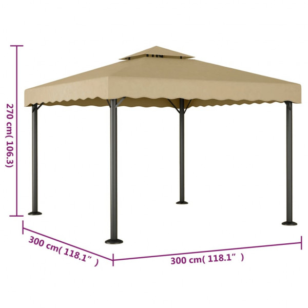 Gazebo 3x3 m alumínio e aço cinzento-acastanhado M 4