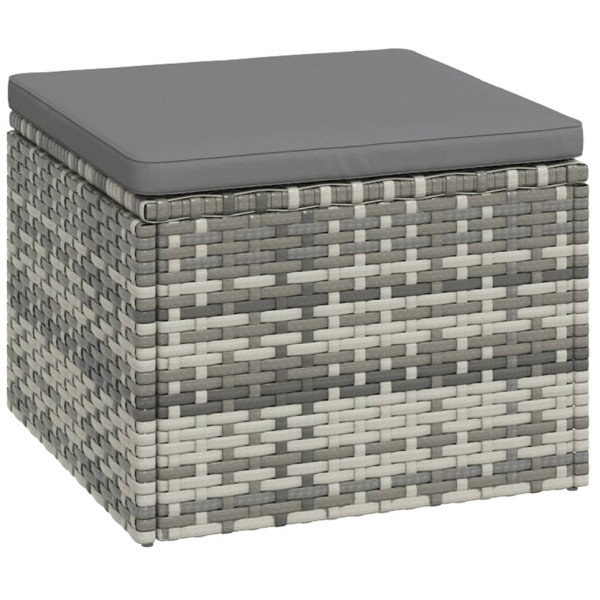 Set de muebles de jardín 3 pzas y cojines ratán sintético gris M 4