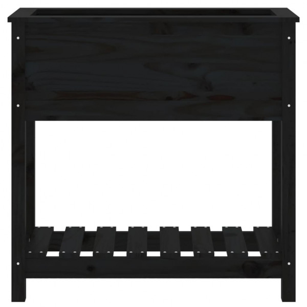 Jardinera con estante madera maciza pino negro 82.5x34.5x81 cm M 5