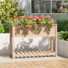Jardinera con estante madera maciza de pino 111.5x34.5x81 cm 1