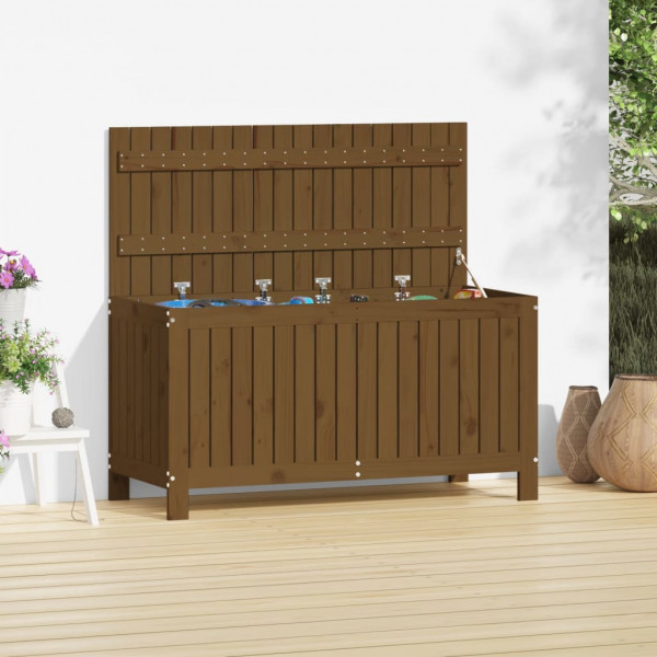 Caja de almacenaje jardín madera pino marrón miel 115x49x60 cm D