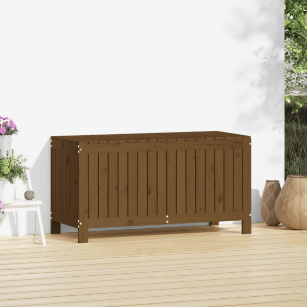 Caja de almacenaje jardín madera pino marrón miel 115x49x60 cm M 3