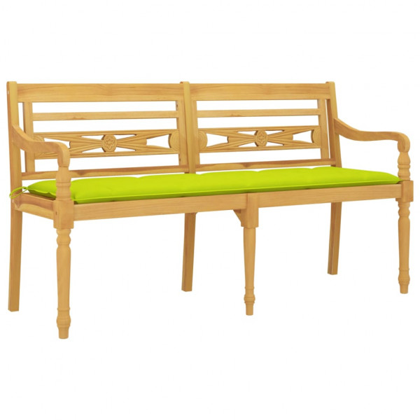 Banco Batavia con cojín verde brillo madera maciza teca 150 cm M 3