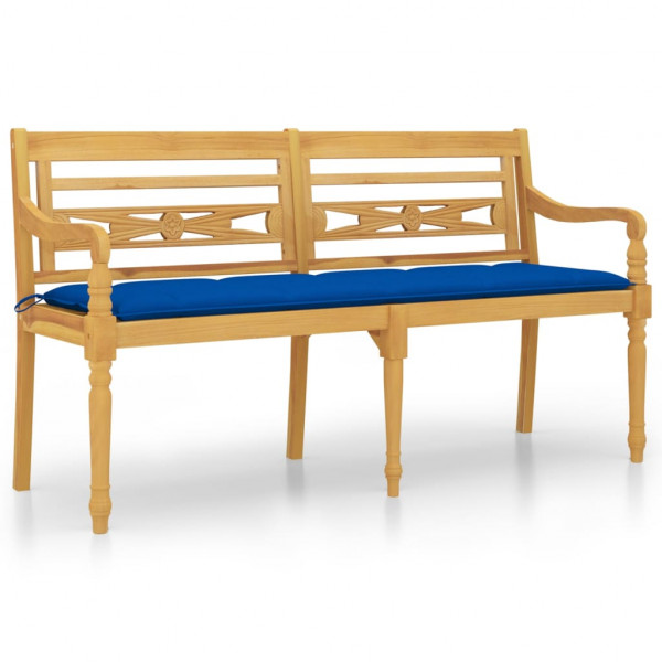 Banco Batavia con cojín azul madera maciza de teca 150 cm M 2