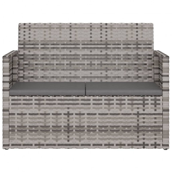 Banco de jardín con cojines ratán sintético gris 105 cm M 4