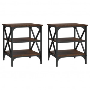 Mesas auxiliares 2 uds madera color marrón roble 40x42x50 cm H