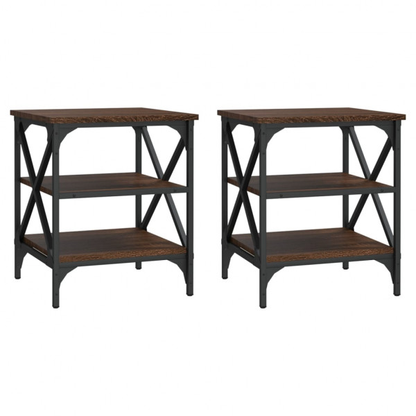 Mesas de apoio 2 pcs derivados de madeira carvalho castanho M 2