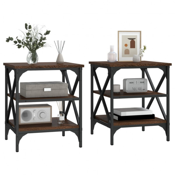 Mesas auxiliares 2 uds madera color marrón roble 40x42x50 cm M 4