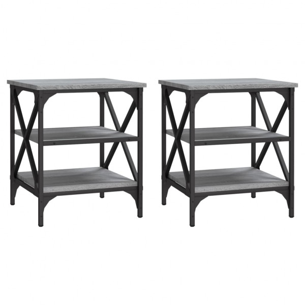 Mesas de apoio 2 pcs 40x42x50 cm derivados madeira cinza sonoma M 2