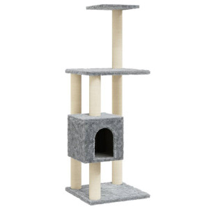 Árvore p/ gatos c/ postes arranhadores sisal 104 cm cinza-claro H