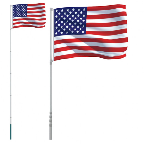 Mástil y bandera de Estados Unidos aluminio 5.55 m M 2