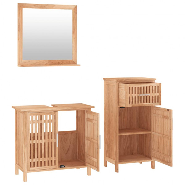 Conjunto de muebles de baño 3 piezas madera maciza de nogal M 3