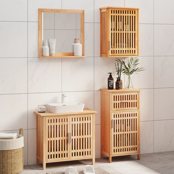Conjunto de muebles de baño 4 piezas madera maciza de nogal D