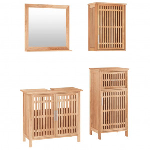 Conjunto de muebles de baño 4 piezas madera maciza de nogal H