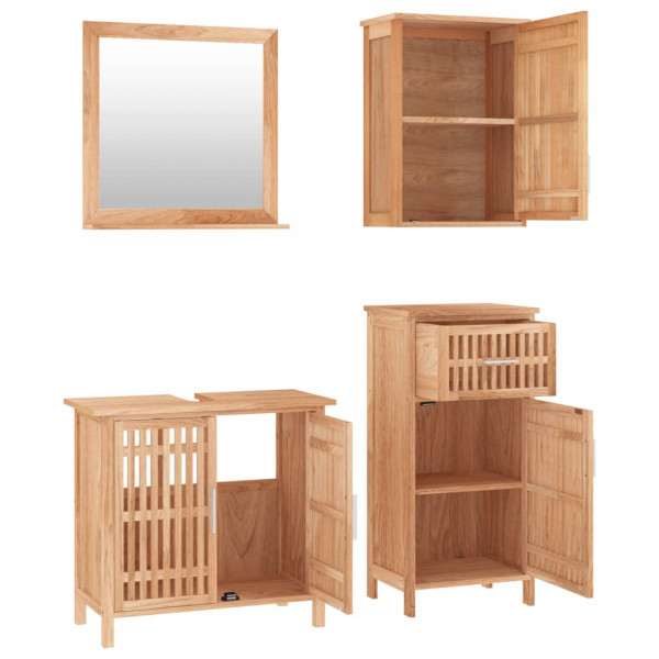 Conjunto de muebles de baño 4 piezas madera maciza de nogal M 3