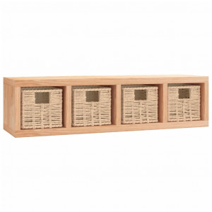 Estante de pared con cestas madera maciza nogal 62x18x16 cm H