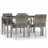 Set comedor de jardín 5 piezas con cojines ratán sintético gris 1