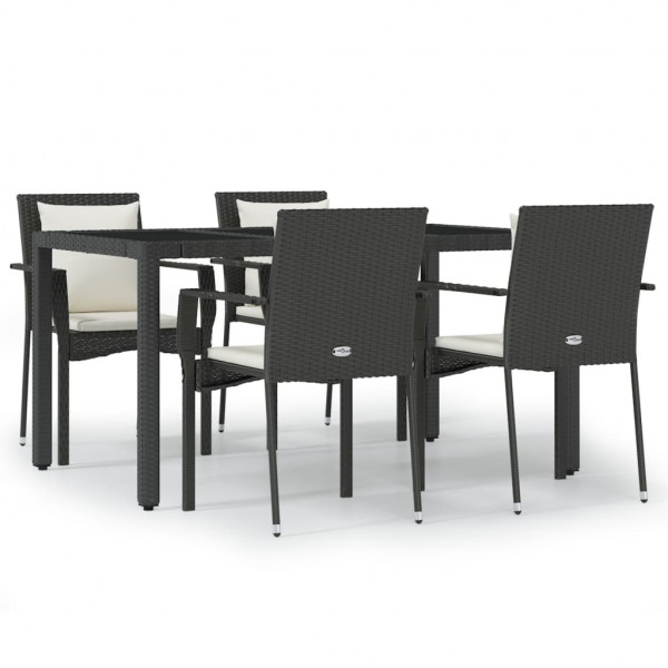 Set de muebles jardín 5 pzas con cojines ratán sintético negro M 2